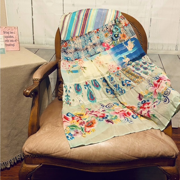 Johnny Was Sundance Mercardo Silk Patchwork Maxi Skirt Like New 1X - Picture 7 of 11